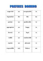 English Worksheet: Prefixes Domino Negative