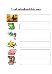 English Worksheet: Match animals and their sound