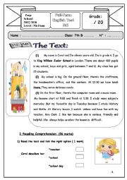 English Worksheet: 7th end term2