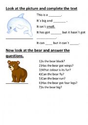 English Worksheet: Description of animals