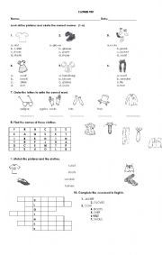 English Worksheet: CLOTHES TEST