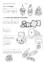 English Worksheet: Cooking Class Canape