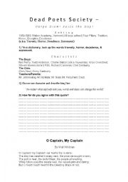 English Worksheet: dead poets society movie worksheet