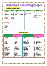 English Worksheet: adjectives describing people for 8th formers