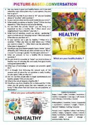 Picture-based conversation : topic 113 - healthy vs unhealthy.