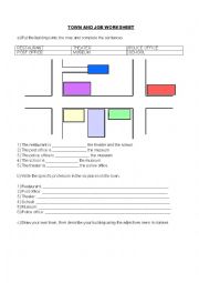 English Worksheet: Town and job activities