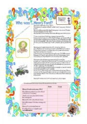 English Worksheet: Who was Henry Ford ?