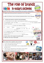 English Worksheet: The role of brands in todays society