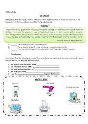 English Worksheet: Operations of Electrical Equipment