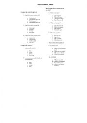 English Worksheet: WH QUESTIONS TEST