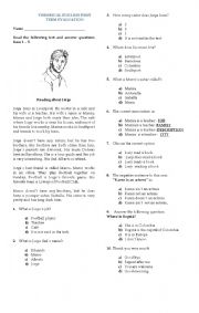 English Worksheet: TO BE VERB TEST