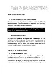 English Worksheet: Ecosystems