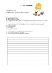 English Worksheet: At the pharmacy