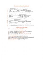 English Worksheet: Zero, first and second conditionals