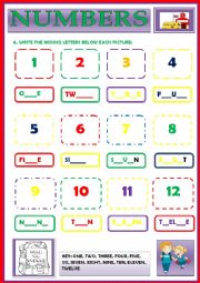 English Worksheet: NUMBERS (cardinal)