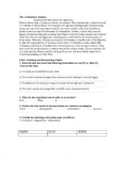 English Worksheet: The civilizations relation