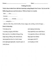 English Worksheet: Writing practice past simple