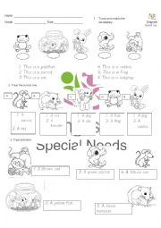 English Worksheet: Pets for little students