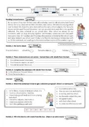 English Worksheet: school life test 7th form
