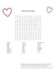 English Worksheet: For Mothers Day: Love You Forever Word Search