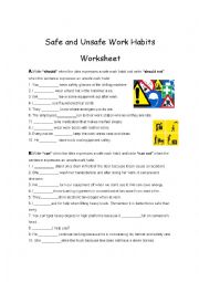 English Worksheet: Safe and Unsafe Work Habits
