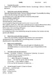 English Worksheet: FAMILY