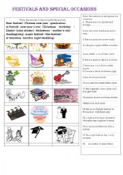 English Worksheet: festivals and special occasions