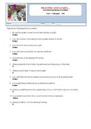 English Worksheet: If and unless clauses