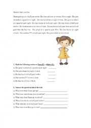 English Worksheet: Susans daily routines.