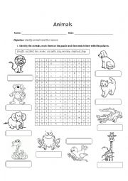 English Worksheet: Animals