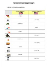 English Worksheet: American English vs British English