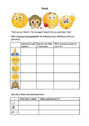 English Worksheet: Feelings and Emoji