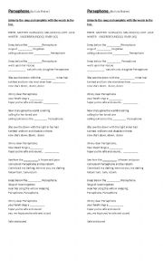 English Worksheet: Persephone Song