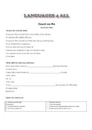 English Worksheet: Song - Count on Me