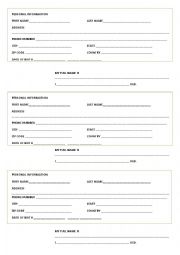 English Worksheet: Personal Information