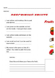 English Worksheet: DESCRIBING FRUITS