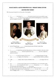 English Worksheet: Hilary Mantel quotes from Wolf Hall simpe present B2 Food for Thought