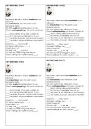 English Worksheet: Song Hey Brother
