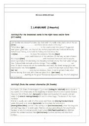 English Worksheet: MID TERM TEST SECOND SEMESTER