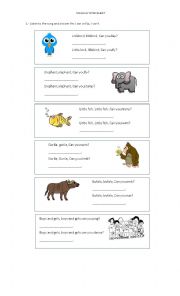 English Worksheet: ANIMALS ABILITIES