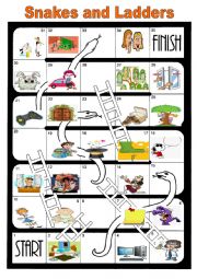 English Worksheet: Snakes and Ladders game for vocabulary revision