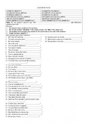 English Worksheet: question tags