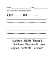 English Worksheet: Halloween Writing