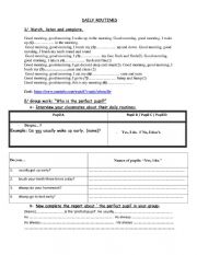 English Worksheet: Daily Routines: Simple present