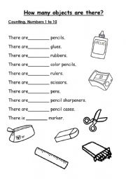 English Worksheet: Counting Classroom Objects