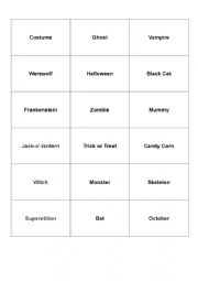 English Worksheet: Halloween Karuta Game