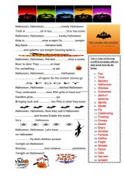 English Worksheet: Halloween Song