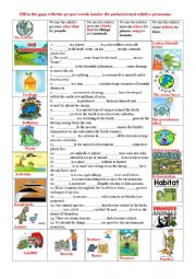 English Worksheet: Ecological problems(vocab); relative clauses