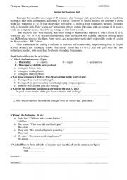 English Worksheet: 1st year test