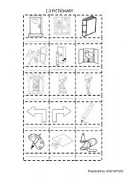 English Worksheet: Classroom language pictionary for cut and paste